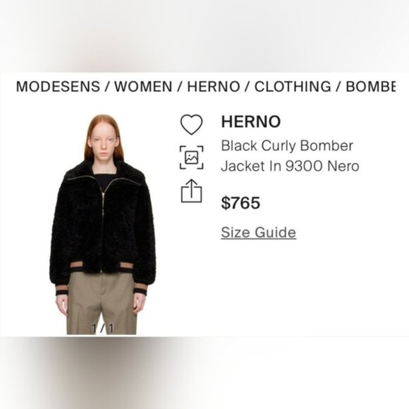 HERNO Woman's Curly Bomber Sherpa fleece  Jacket Size 38. Never Worn - Picture 3 of 12